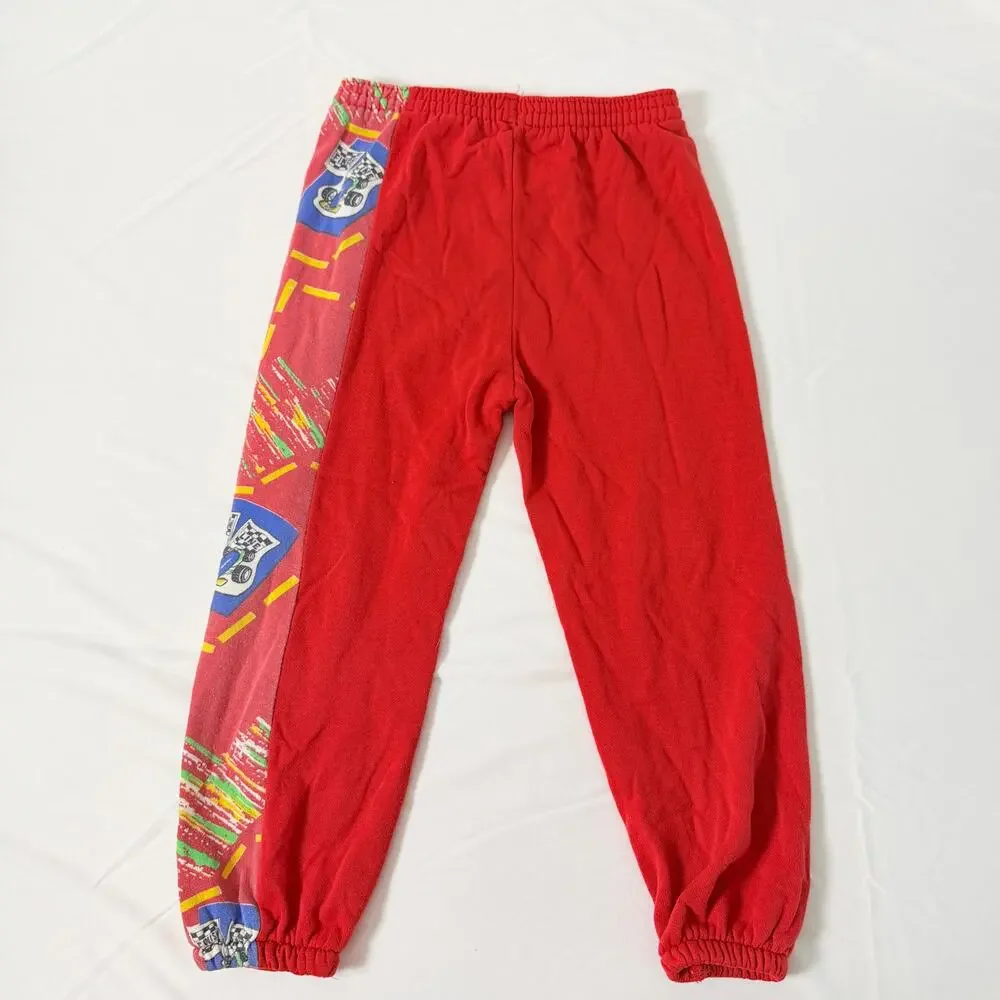 Vintage 90s Red Race Car Print Sweatpants Sz 4